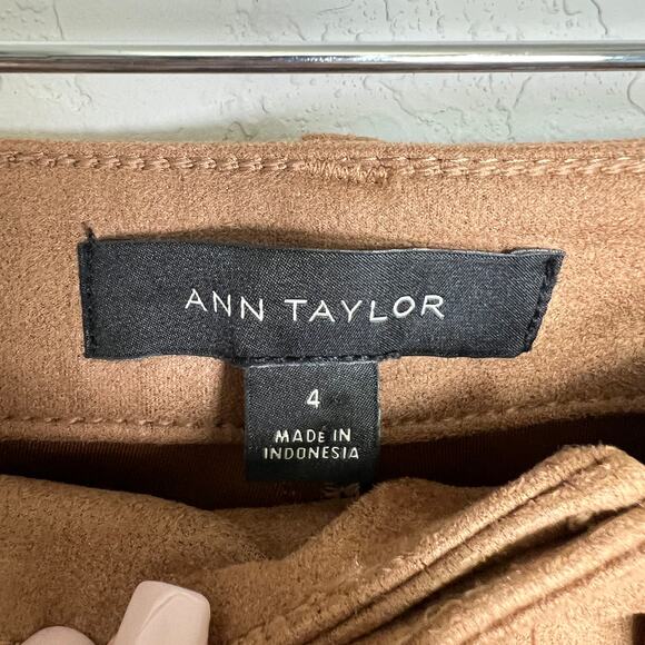 Ann Taylor Women's Faux Suede Tan Straight Leg Pants Size 4 - Picture 3 of 9